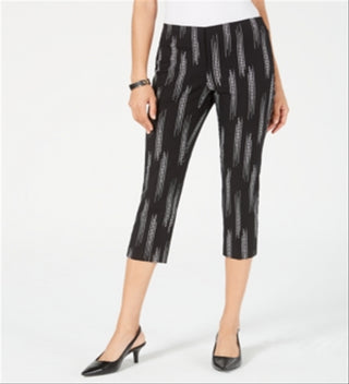 Alfani Women's Printed High Waist Capri Pants Black Size 10 Petite