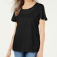 Karen Scott Women's  Basketweave-Trim Flutter-Sleeve Top  Black Size S