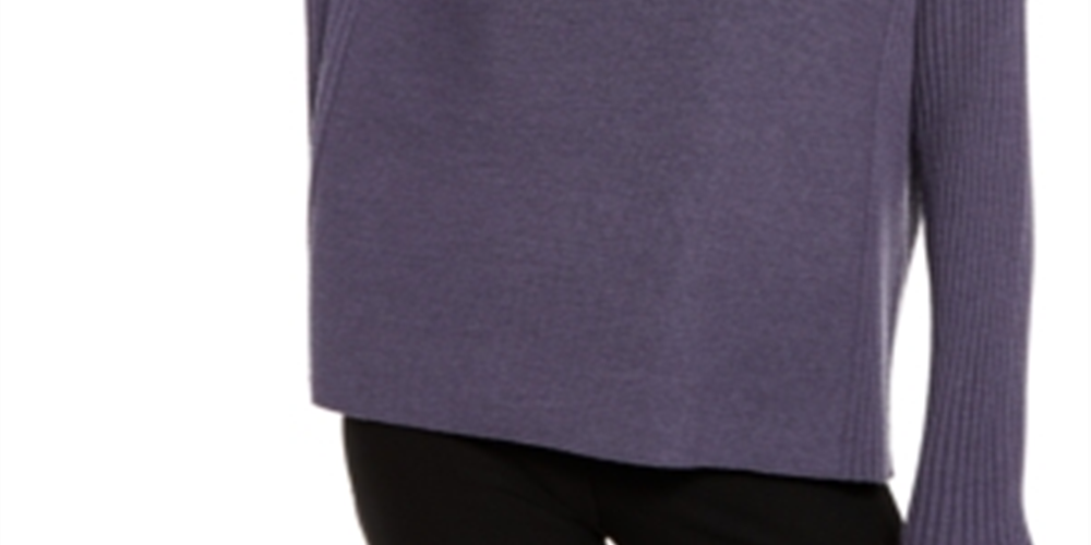 Eileen Fisher Womens Merino Wool Ribbed Pullover Sweater Purple Size M