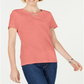 Karen Scott Women's Cotton Studded Keyhole Top Orange Size Petite XL