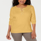 Karen Scott Women's Long Sleeve V Neck Top Yellow Size Small