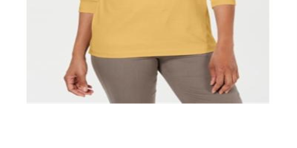 Karen Scott Women's Long Sleeve V Neck Top Yellow Size Small
