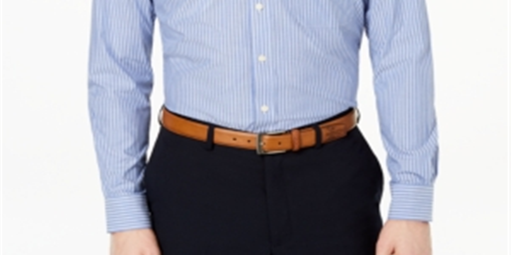 Club Room Men's Classic Regular Fit Stripe Dress Shirt Blue Size 32X33