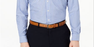 Club Room Men's Classic Regular Fit Stripe Dress Shirt Blue Size 32X33