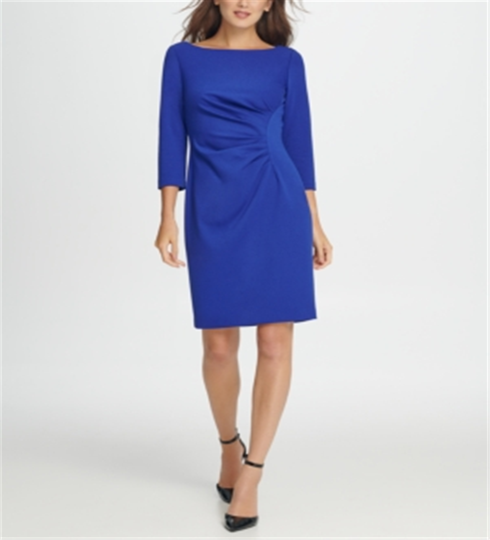 DKNY Women's  Ponte Side Ruche Sheath Dress  Marine Size 8