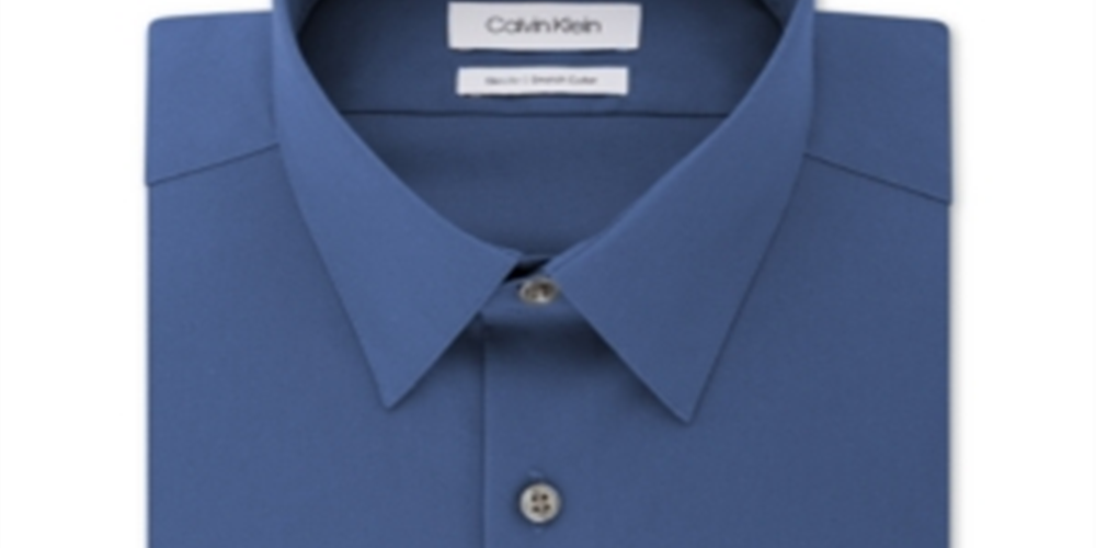 Calvin Klein Men's Slim Fit Stretch Flex Collar Dress Shirt Blue Size 17x32-33-XL