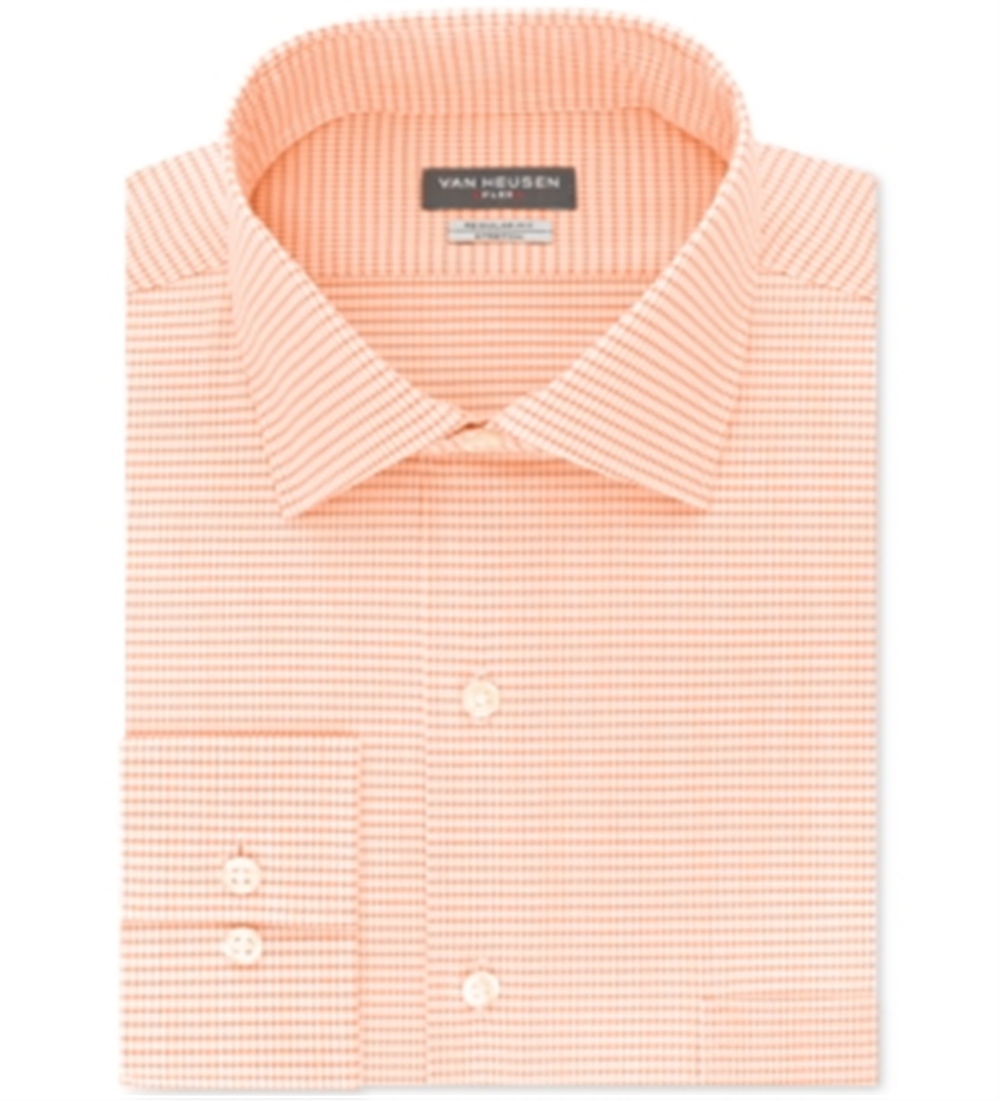 Van Heusen Men's Regular Fit Flex Button Down Shirt Orange Size 18x36-37-XXL