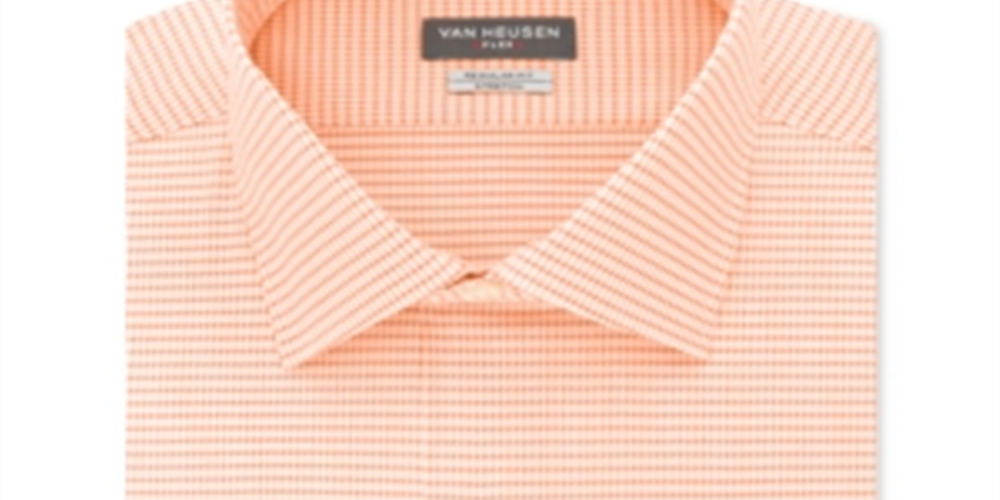 Van Heusen Men's Regular Fit Flex Button Down Shirt Orange Size 18x36-37-XXL