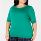 Charter Club Women's  Plus Size Short-Sleeve Sweater Killala Green Size 0X