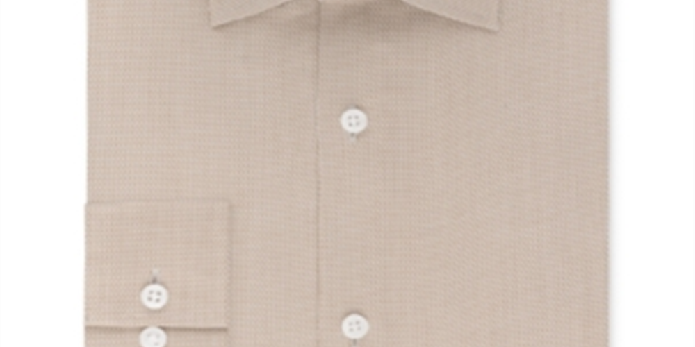 Michael Kors Men's Airsoft Stretch Non Iron Performance Solid Dress Shirt Beige Size 17.5x36-37-XL