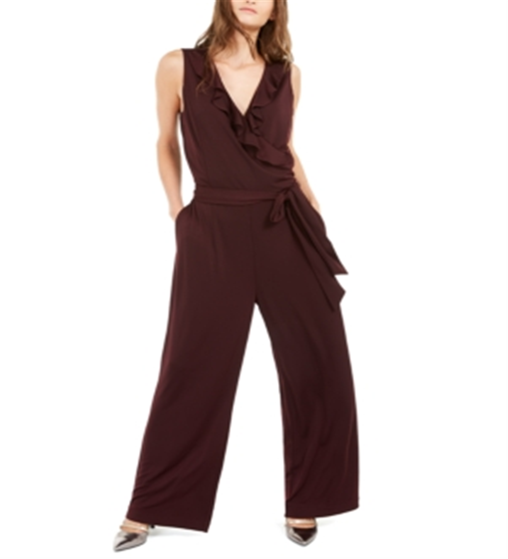 Alfani Women's Ruffled Jumpsuit New Wine Size  L
