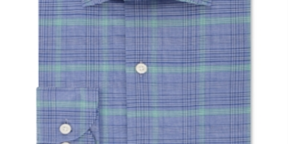 Tommy Hilfiger Men's THFlex Supima Performance Stretch  Check Dress Shirt Blue Size 15.5X32-33