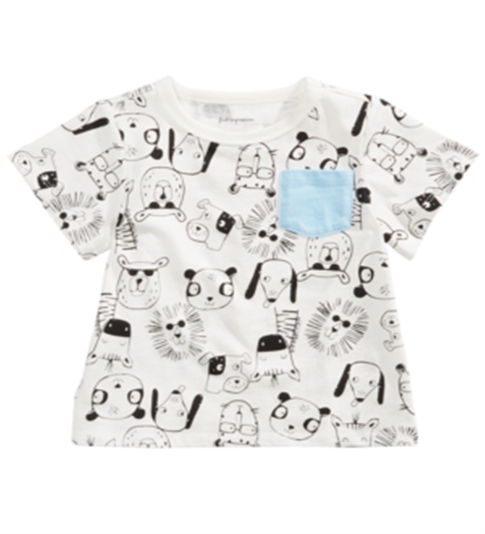 First Impressions Baby Boys Animal-Print Cotton T-Shirt  White Size 6-9 Months