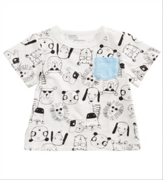 First Impressions Baby Boys Animal-Print Cotton T-Shirt  White Size 6-9 Months