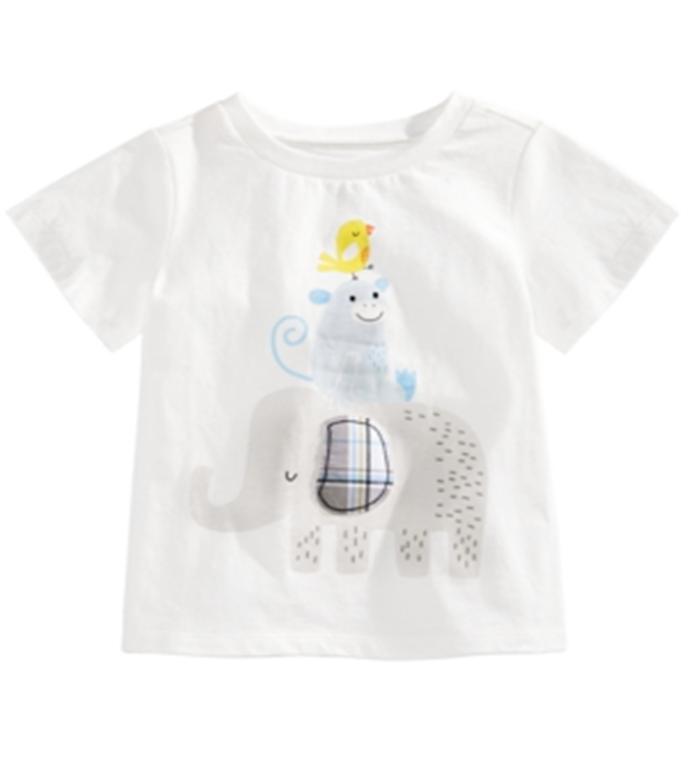 First Impressions Baby Boys Elephant-Print Cotton T-Shirt  White Size 24 Months