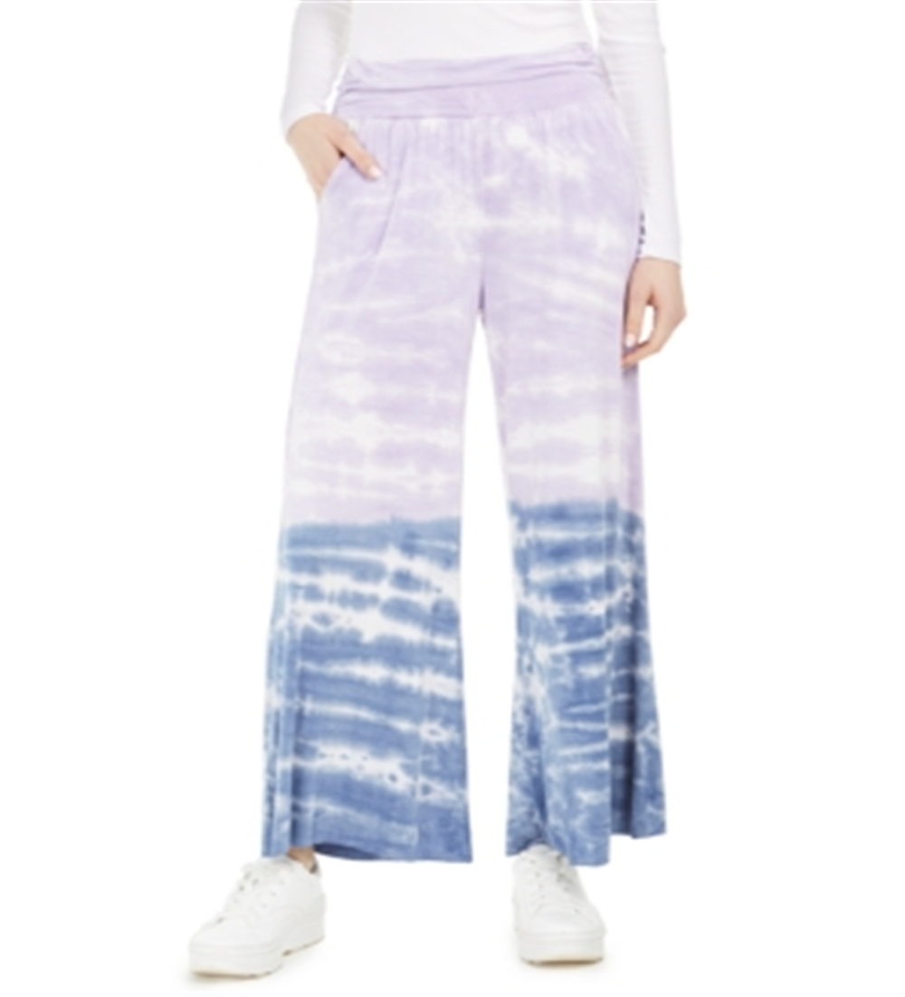 Rewash Juniors' Tie-Dyed Wide-Leg Pants Purple Size Large