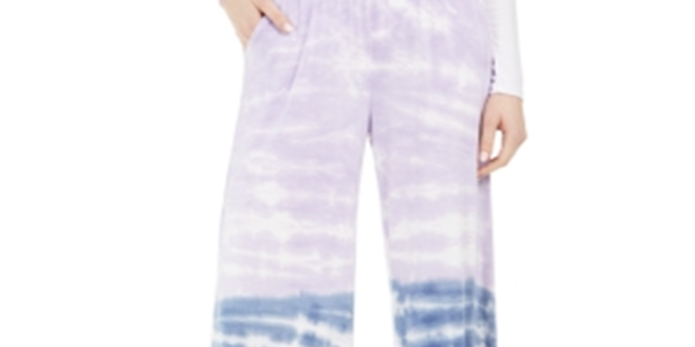 Rewash Juniors' Tie-Dyed Wide-Leg Pants Purple Size Large