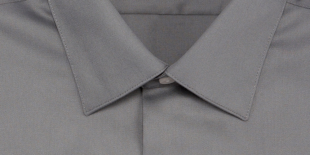 Van Heusen Men's Lux Sateen Regular Fit Button up Dress Shirt Gray Size 16X34-35