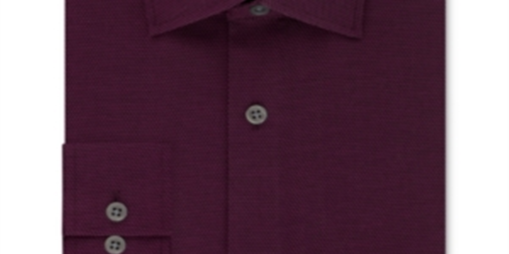 Michael Kors Men's Patterned Collared Dress Shirt Wine Size 16.5X34-35