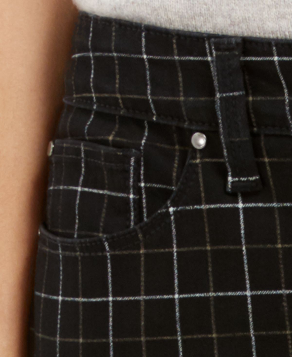 Charter Club Women's McKenna Plaid Tummy-Control Skinny Jeans Black Size 18