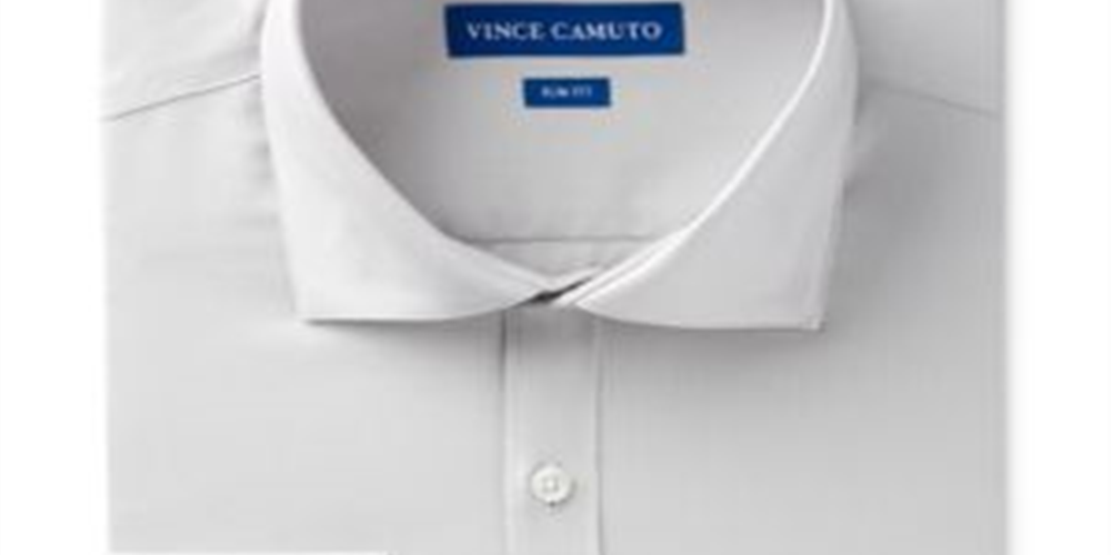 Vince Camuto Men's Slim-Fit Comfort Stretch Solid Dress Shirt  Gray Size 15.5X34-35