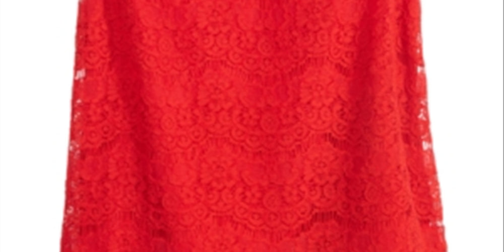 Monteau Big Girl's Embellished Lace Top Red Size XL