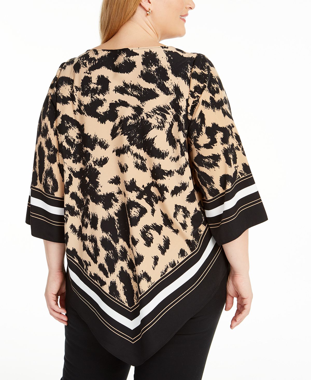 Alfani Women's Plus Animal Print Top Black Size 3X