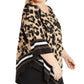 Alfani Women's Plus Animal Print Top Black Size 3X