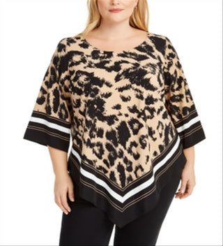 Alfani Women's Plus Animal Print Top Black Size 3X