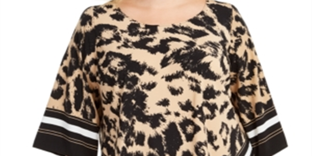 Alfani Women's Plus Animal Print Top Black Size 3X