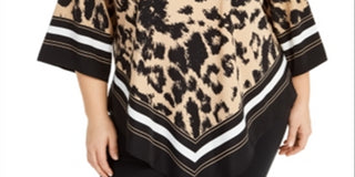 Alfani Women's Plus Animal Print Top Black Size 3X