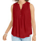Calvin Klein Women's Barn Plus Texture Dot V Neck Blouse Red Size XX-Large