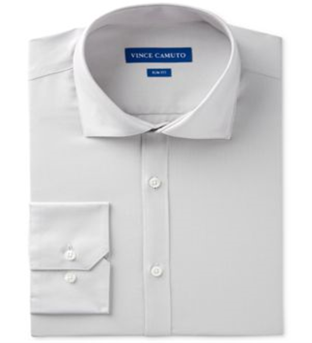Vince Camuto Men's Slim Fit Comfort Stretch Solid Dress Shirt Gray Size 16.5X34-35