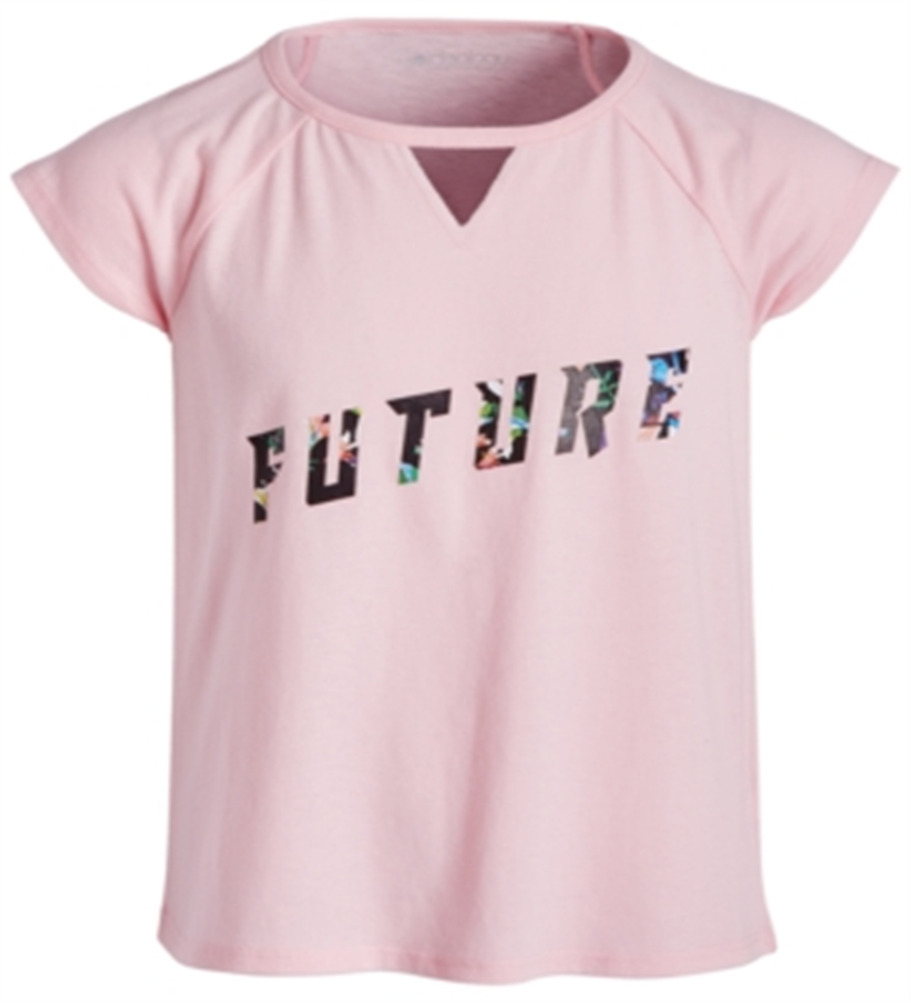 Ideology Big Girl's Keyhole Cutout Graphic Print T-Shirt Pink Size Medium