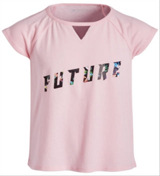 Ideology Big Girl's Keyhole Cutout Graphic Print T-Shirt Pink Size Medium