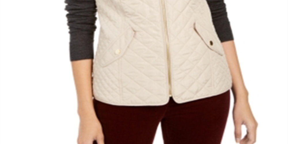 Charter Club Women's Quilted Stand-Collar Vest  Sedona Dust  Size XL