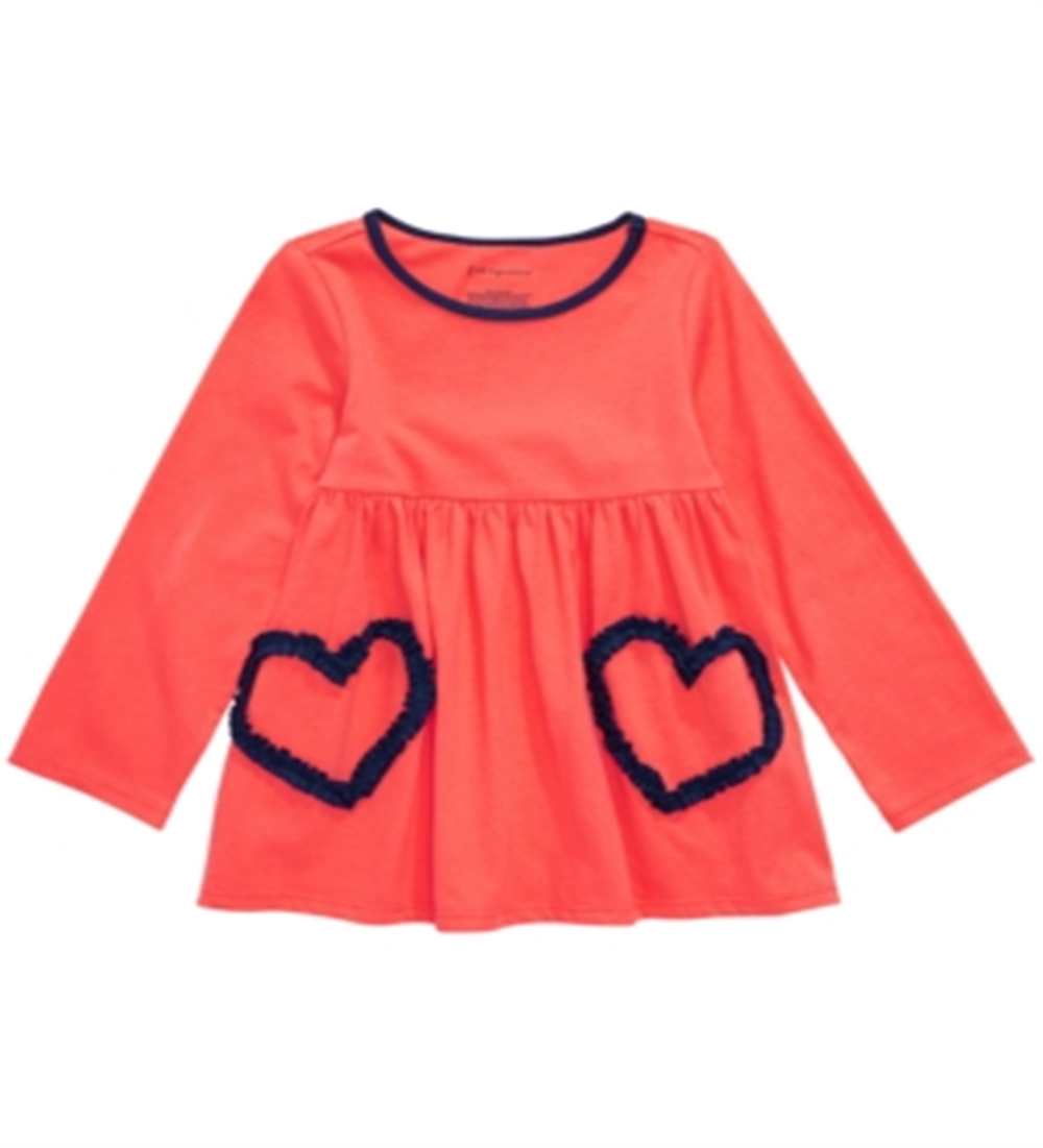 First Impressions Toddler Girls  Heart Tunic  Orange Coral  Size 2T