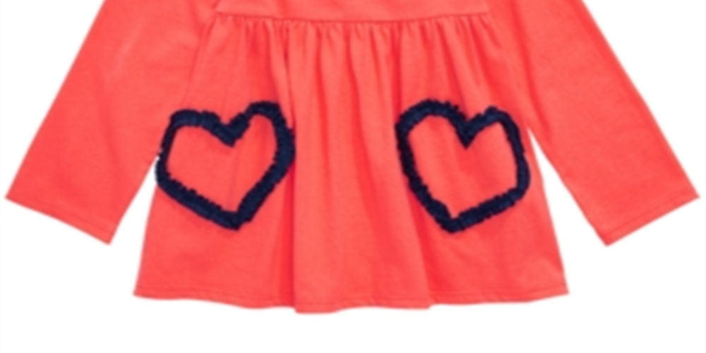First Impressions Toddler Girls  Heart Tunic  Orange Coral  Size 2T