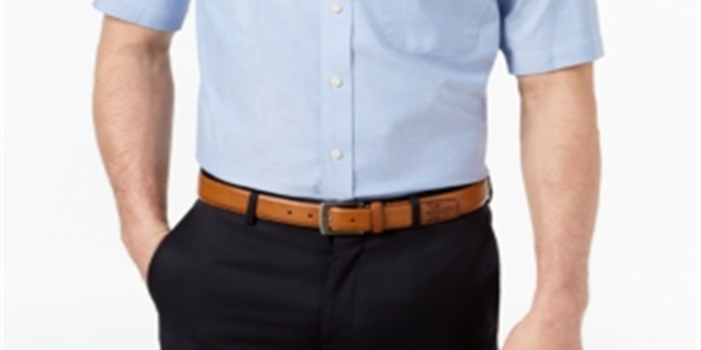 Club Room Men's Classic/Regular Fit Wrinkle-Resistant Oxford Dress Shirt  Light Blue Size 18