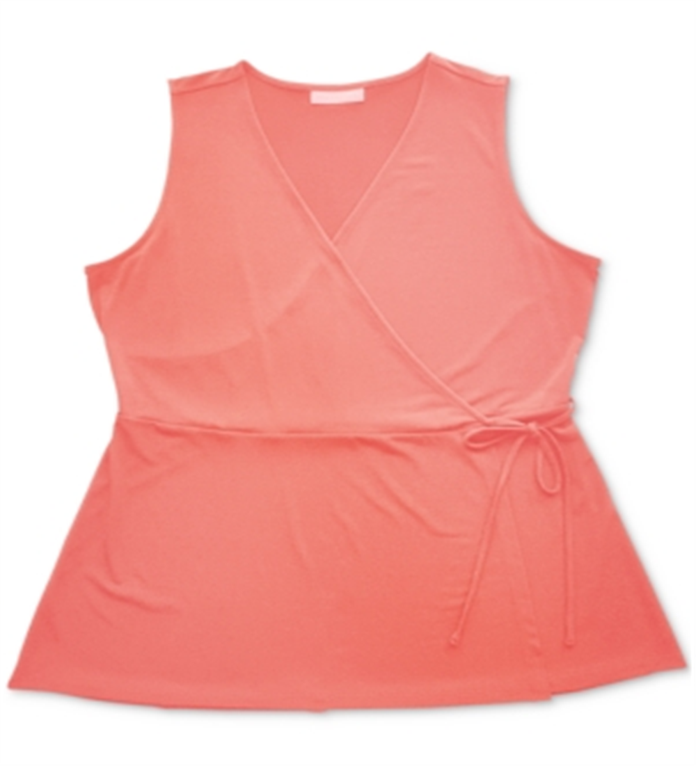 Charter Club Women's Cotton V-Neck Wrap Top  Pink Size Small