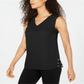 JM Collection Women's Grommet-Trim Top  Black Size Small
