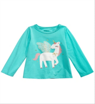 First Impressions Baby Girl's Unicorn Print Cotton T-Shirt Green Size 18 MOS