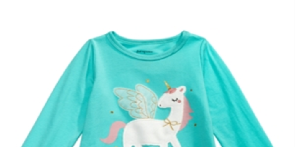 First Impressions Baby Girl's Unicorn Print Cotton T-Shirt Green Size 18 MOS