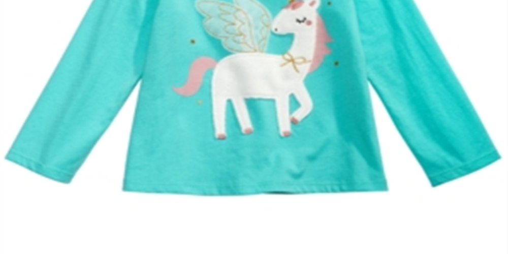 First Impressions Baby Girl's Unicorn Print Cotton T-Shirt Green Size 18 MOS