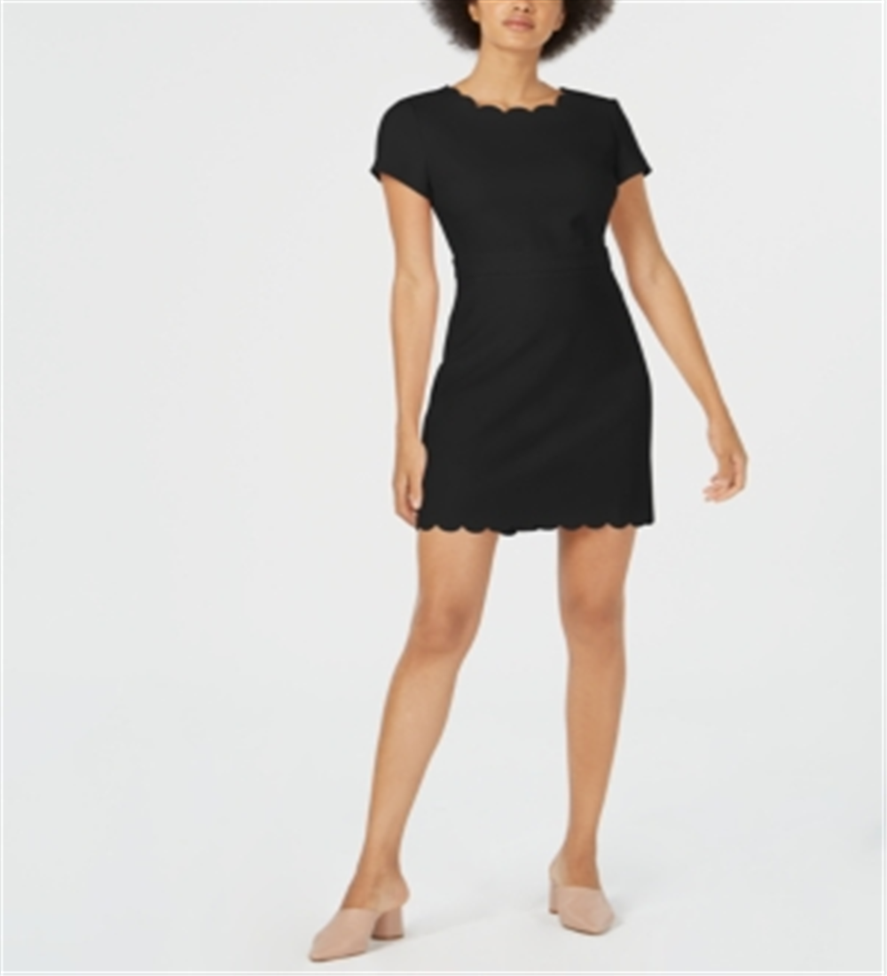 Maison Jules Women's Scalloped Sheath Dress Black Size 12