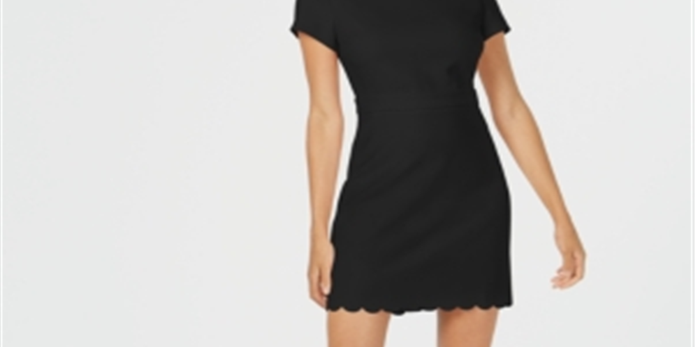 Maison Jules Women's Scalloped Sheath Dress Black Size 12