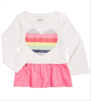 First Impressions Toddler Girl's Cotton Heart Peplum T-Shirt White Size 3T