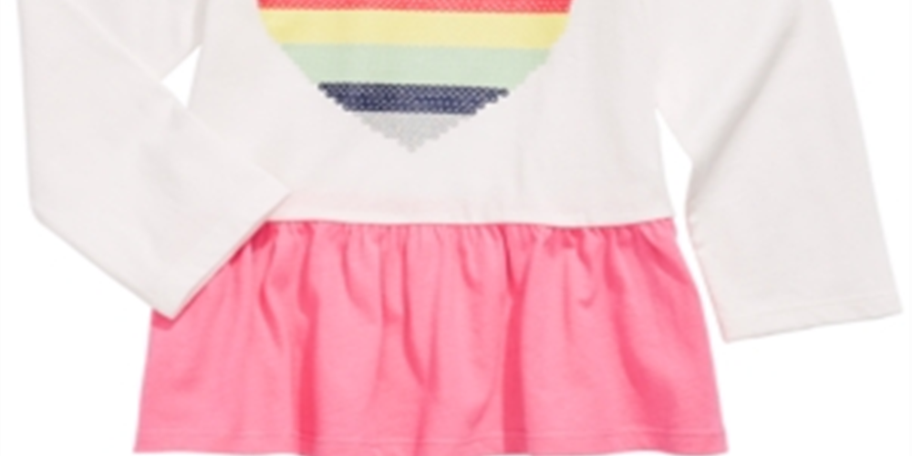 First Impressions Toddler Girl's Cotton Heart Peplum T-Shirt White Size 3T