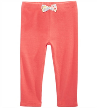 First Impressions Toddler Girl's Ribbed Bow Waist Cotton Pants Orange Size 4T