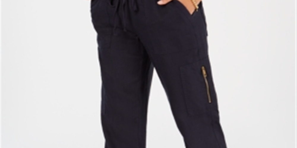 Tommy Hilfiger Women's Linen Cargo Pants Blue Size XX-Large